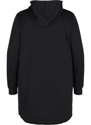 Lang sweatshirt met capuchon en zak, Black, Packshot image number 1