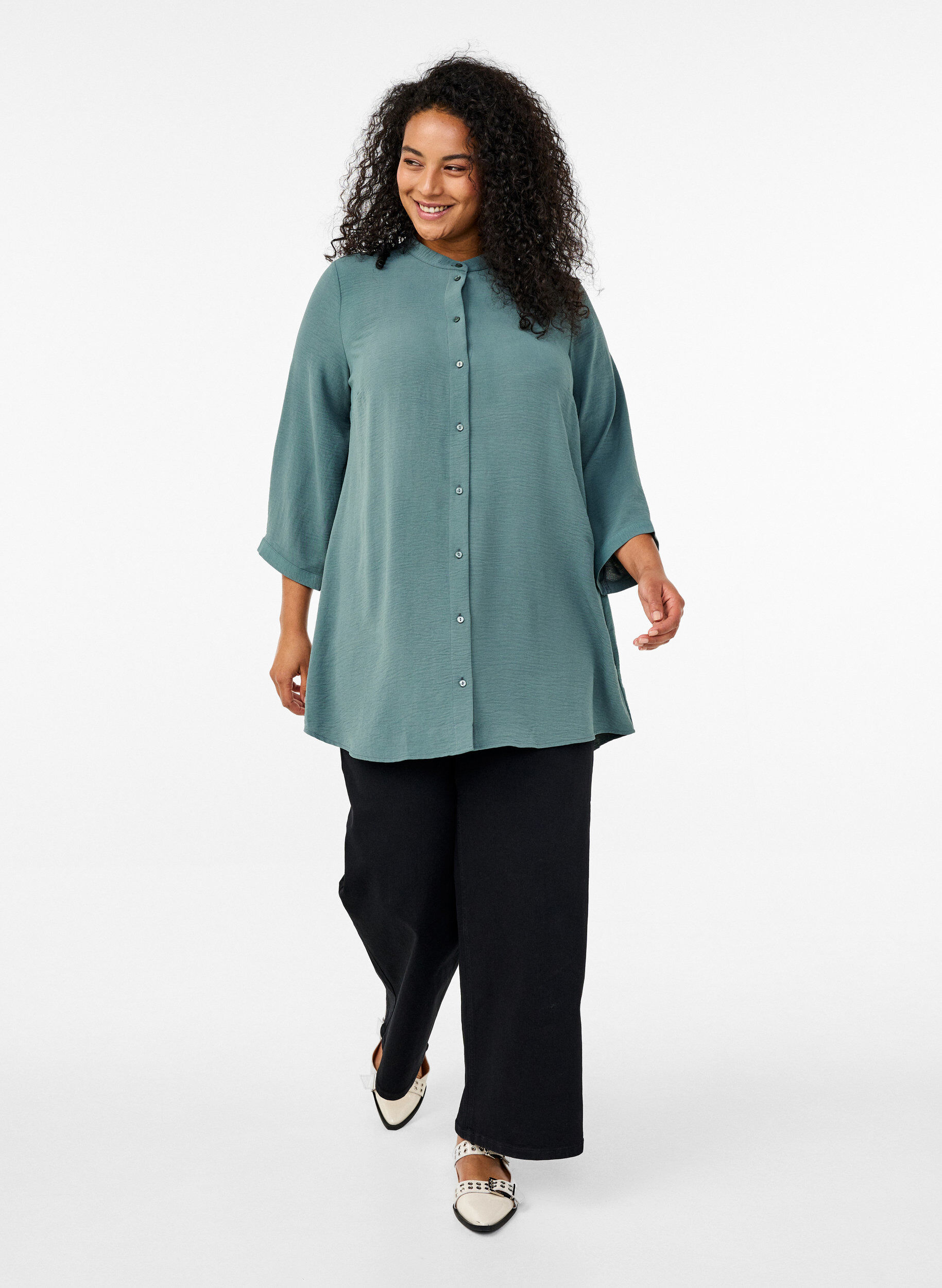 Zizzi Tuniek met 3/4 mouwen, Groen, Model image number 1