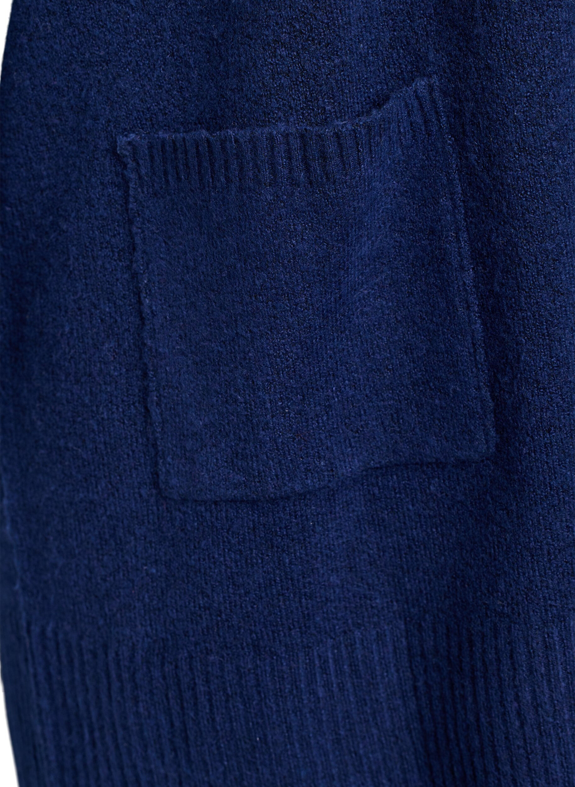 ZizziGeribd gebreid vest met zakken, Blauw, Packshot image number 3