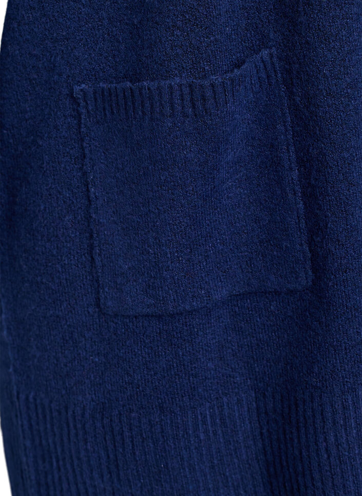 Geribd gebreid vest met zakken, Blauw, Packshot image number 3