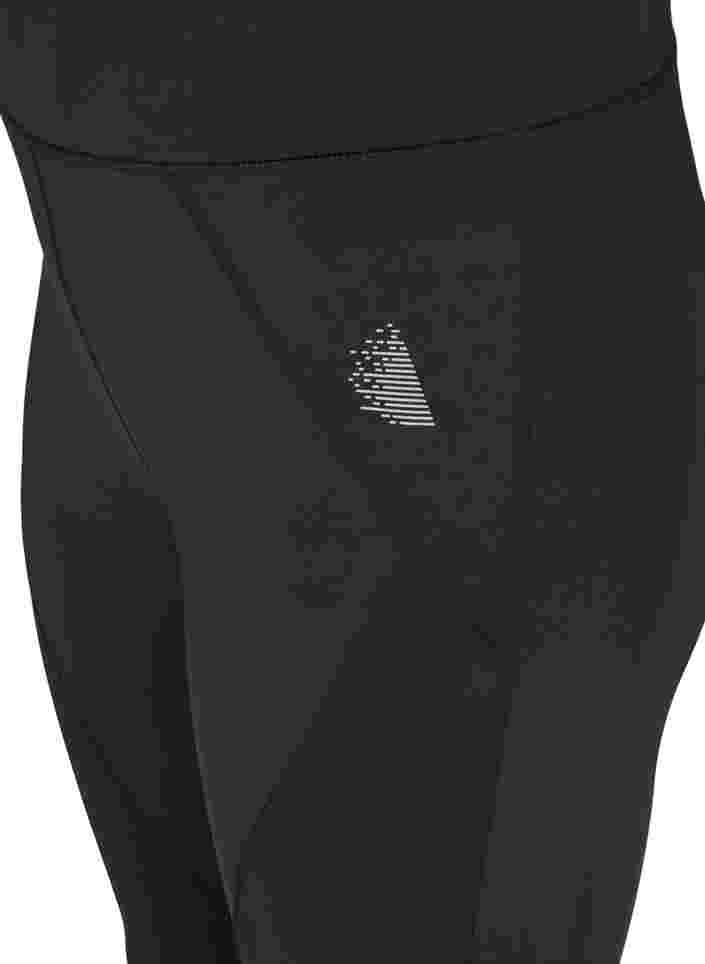 Cropped sportlegging met ruchedetail, Black, Packshot image number 3