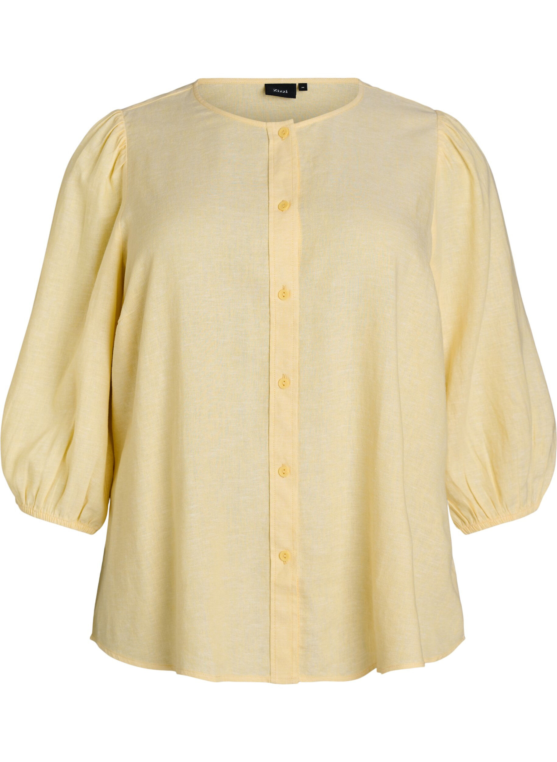 Shirtblouse in linnen en viscose met 3/4-mouwen