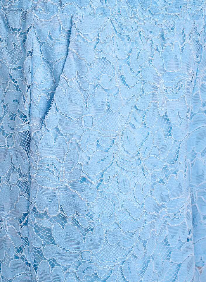 Kanten shorts met hoge taille en zakken, Blauw, Packshot image number 2