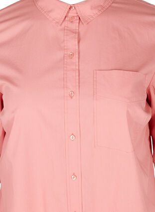 Lange katoenen blouse met borstzakje, Blush, Packshot image number 2