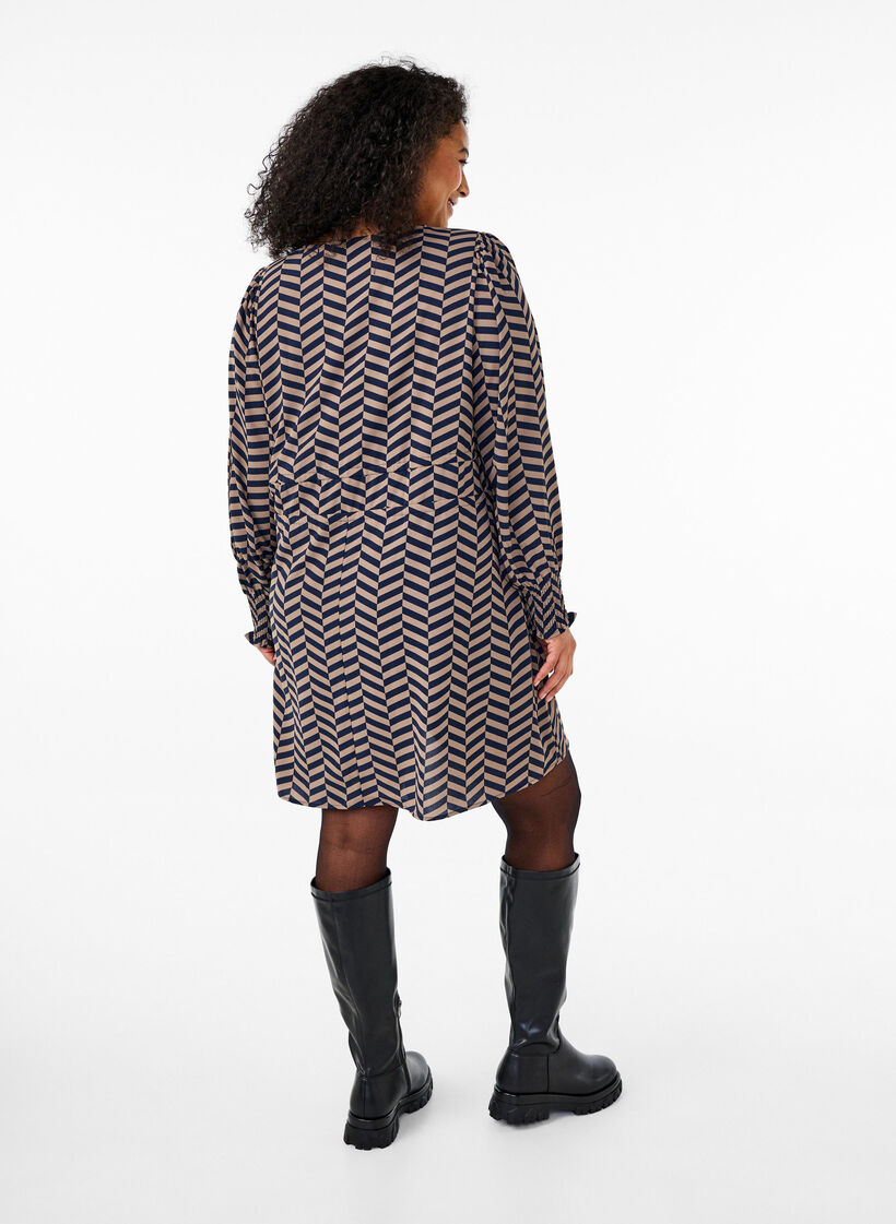 Jurk met strikceinturen in de taille, Blauw, Model image number 2