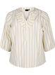 Katoenen blouse met 3/4 mouwen en strepen, Eggnog Stripe, Packshot image number 0