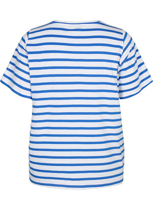 Gestreept T-shirt van biologisch katoen, Blue Stripes, Packshot image number 1