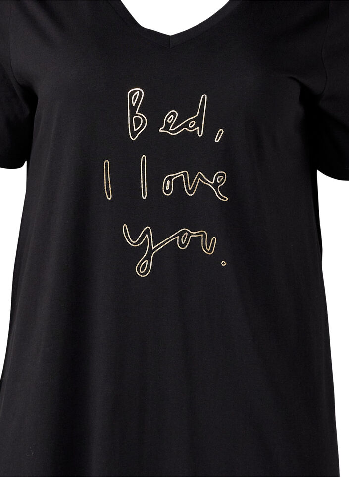 Nachtjapon van biologisch katoen met V-hals, , Packshot image number 2