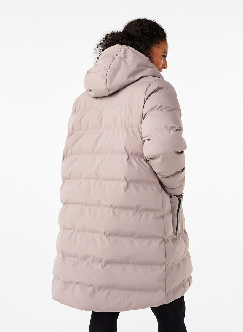 Pufferjas met capuchon en zakken, Beige, Model image number 2