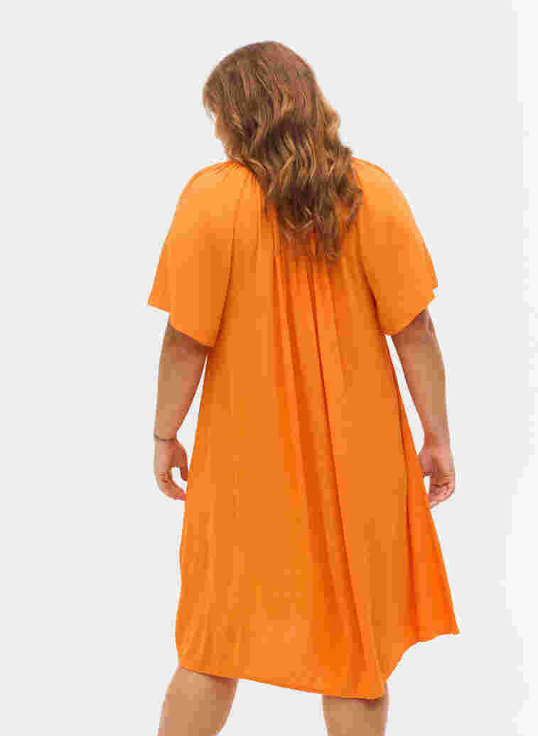 Viscose jurk met korte mouwen, Orange Peel, Model image number 1
