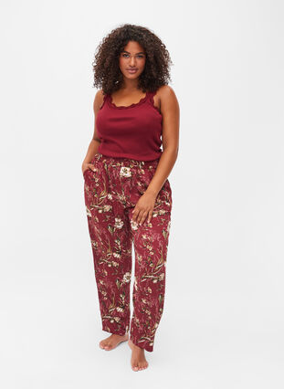 Pyjama broeken met print, Cabernet Flower Pr., Model image number 0