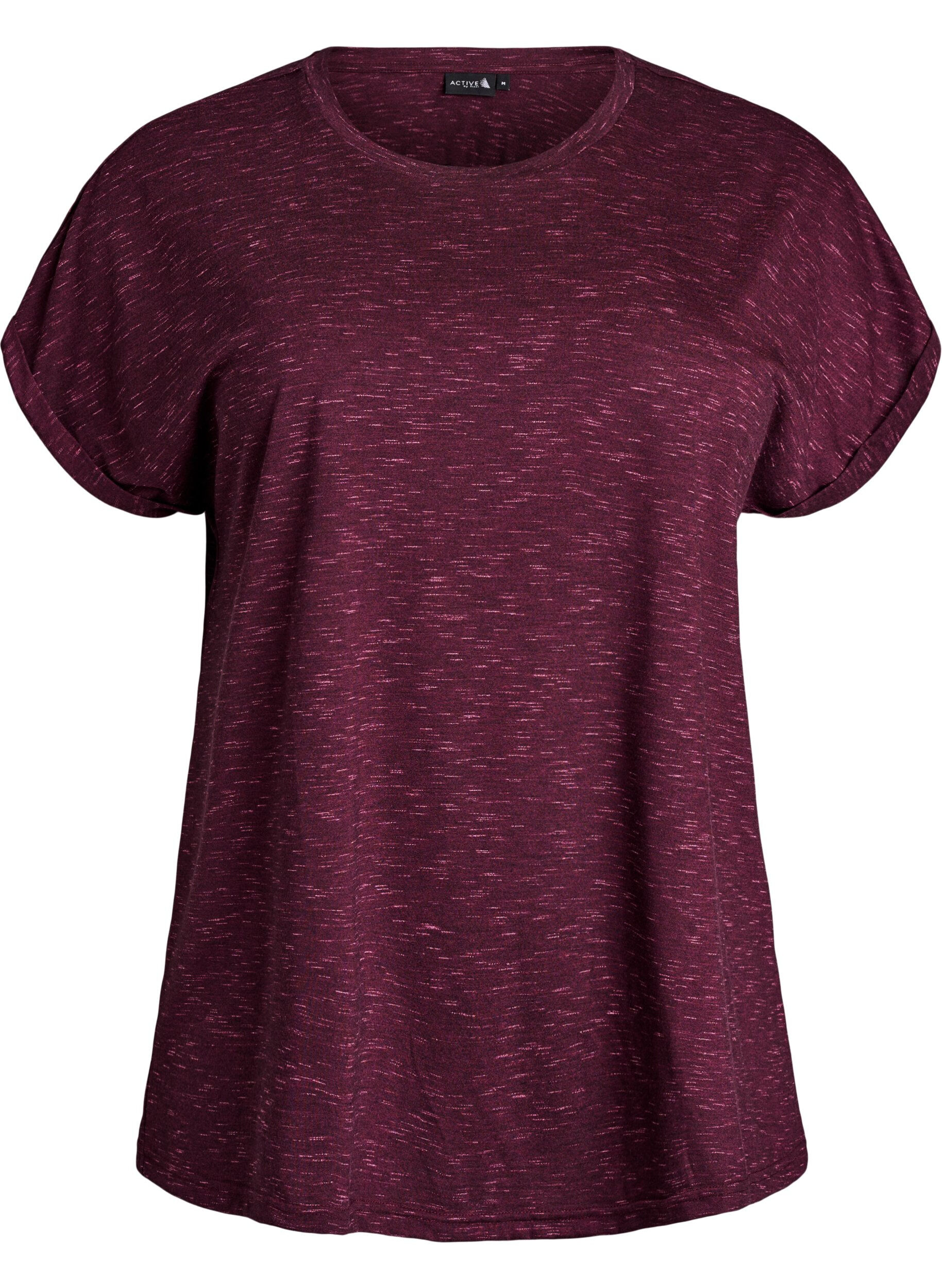 Zizzi Los workout T-shirt met korte mouwen, Donker Bordeaux, Packshot image number 0