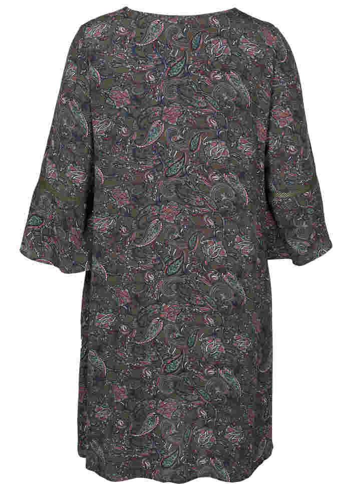 Viscose jurk met a-lijn en paisley print, Green Paisley AOP, Packshot image number 1