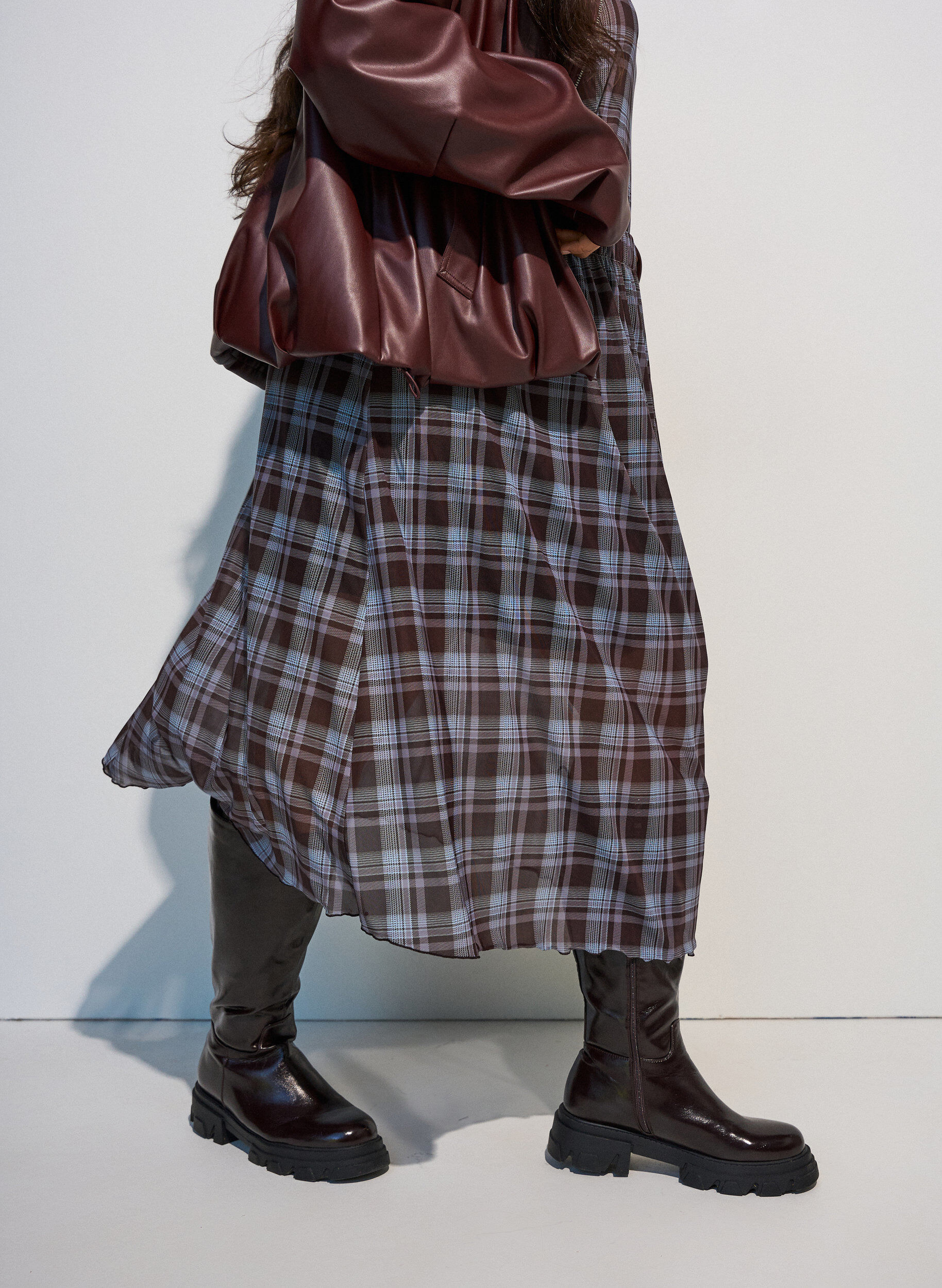 ZizziGecontroleerde mesh midi-rok, Blauw, Model image number 2