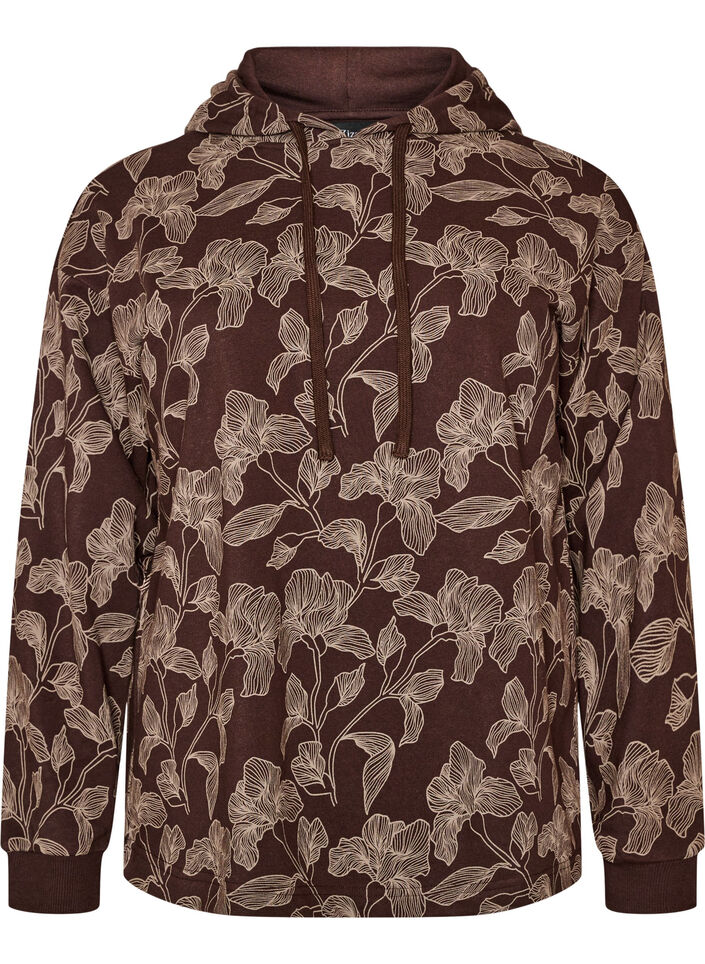 Hoodie met all-overprint, Bruin, Packshot image number 0