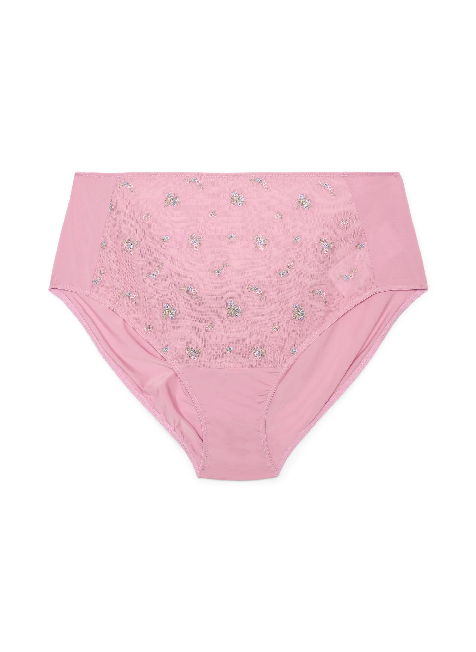 Zizzi Microfiber panties met mesh en bloemenborduursel, Rood, Packshot image number 0