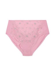 Microfiber panties met mesh en bloemenborduursel, Rood