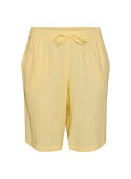 Los katoenen mousseline shorts met een hoge taille, Geel
