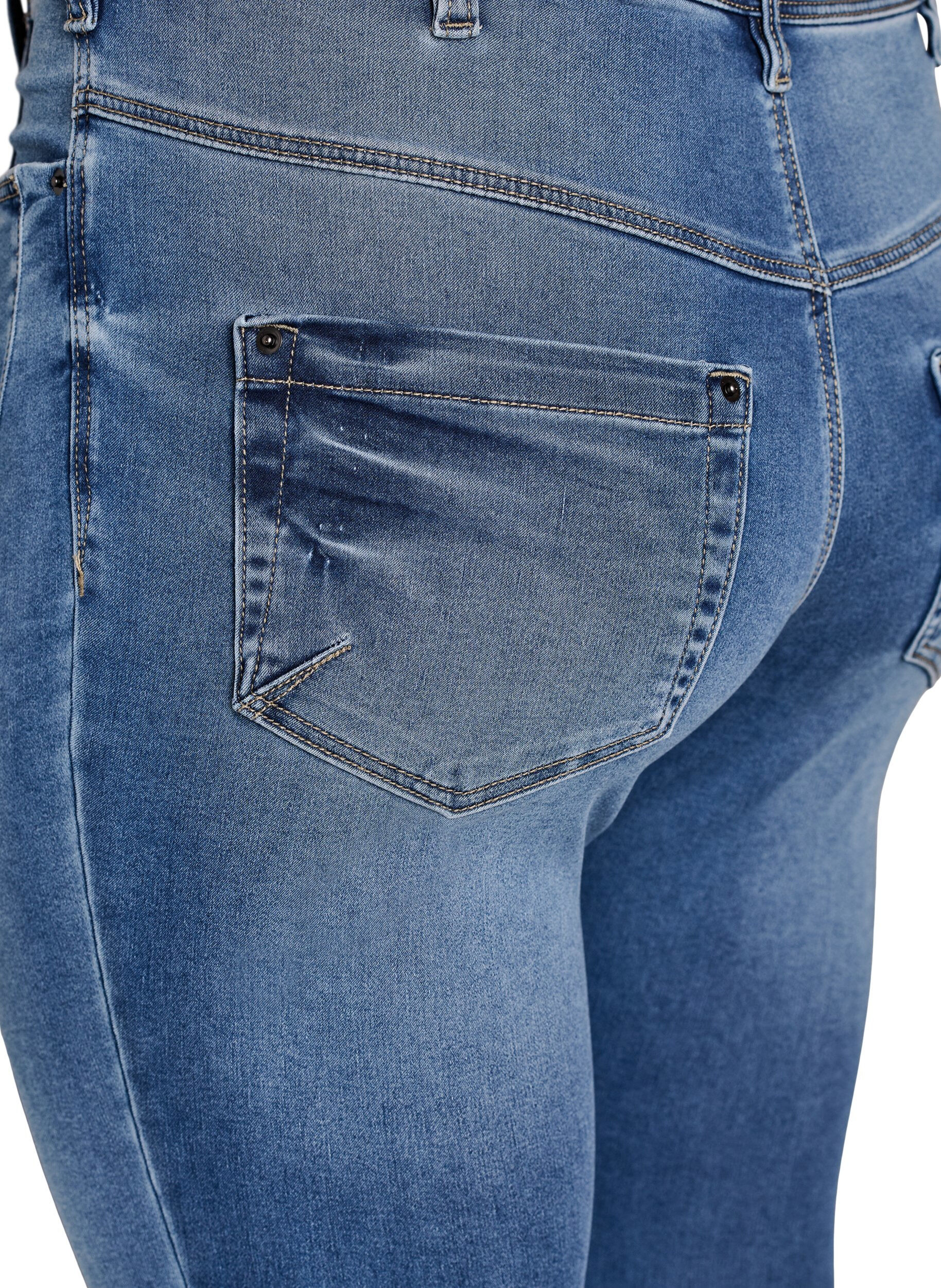 ZizziGecropte Amy jeans met ritssluiting details, Blauw, Packshot image number 3
