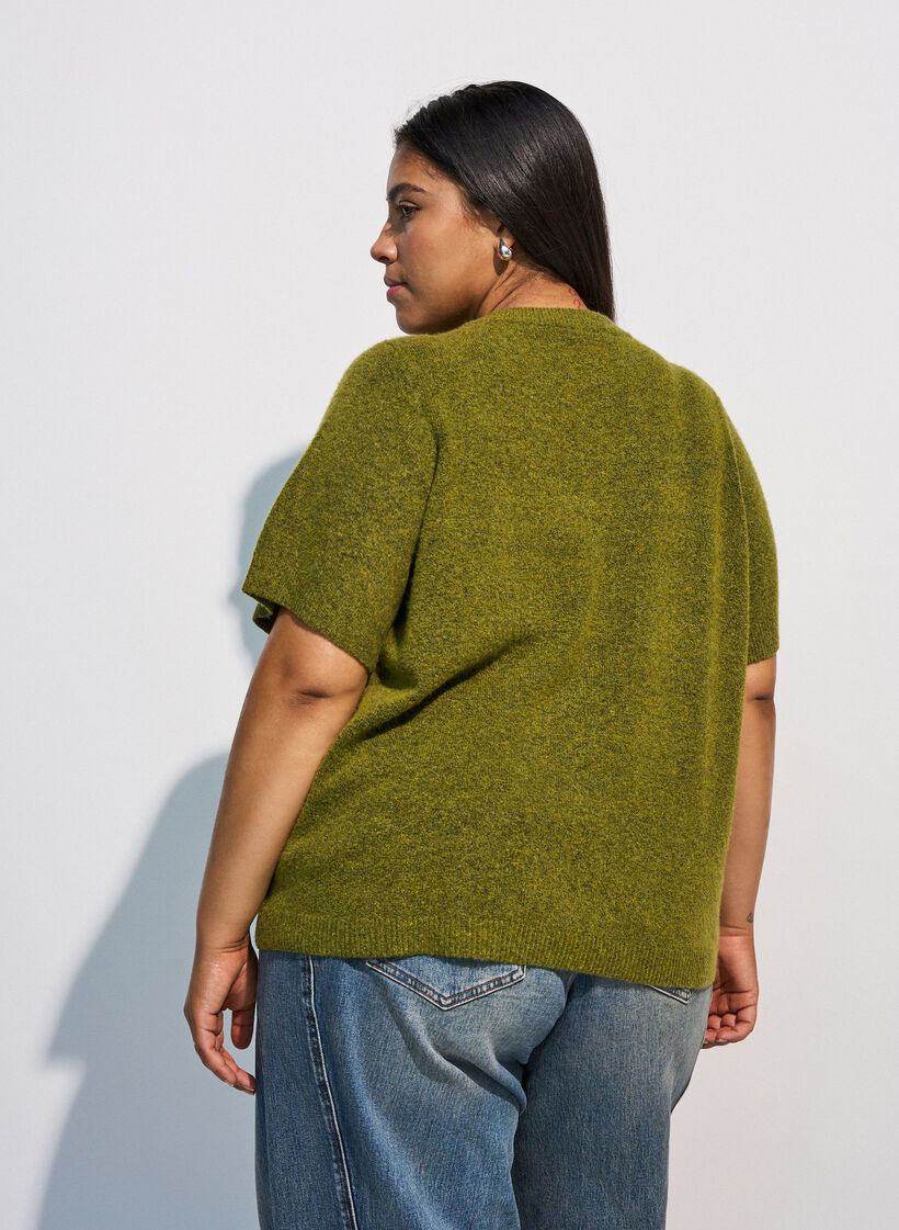 Gebreid vest met korte mouwen, Groen, Model