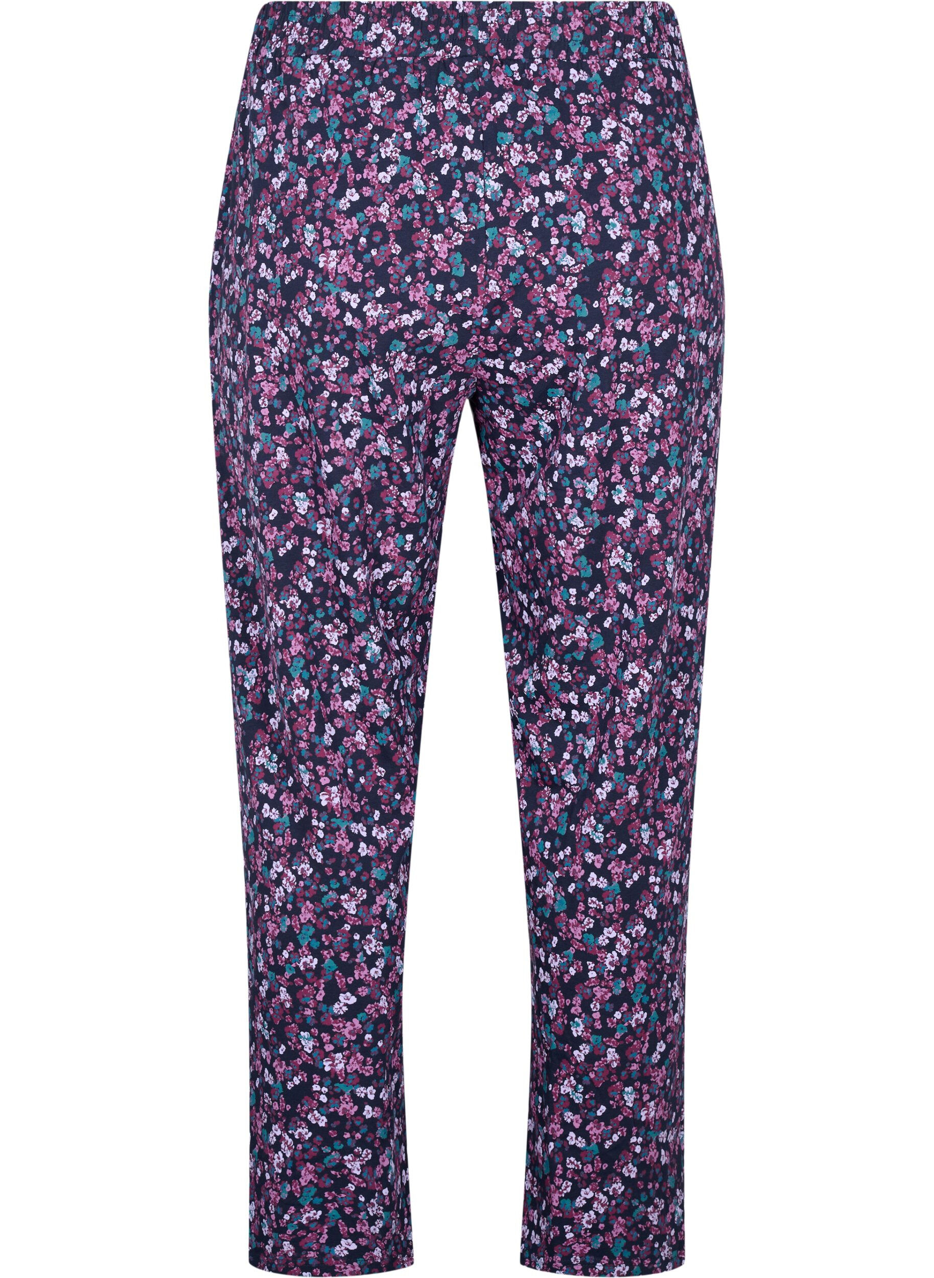 Zizzi Kleren pyjama broek met print, Blauw, Packshot image number 1