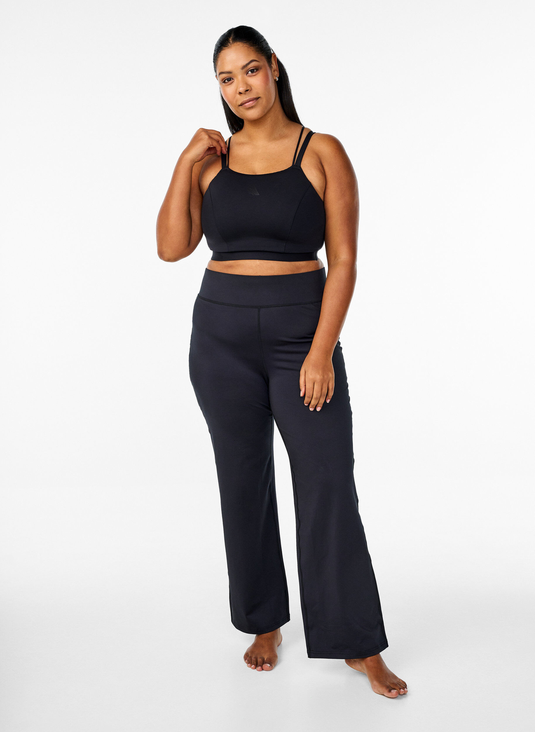 Flared Sportbroek, Zwart, Model