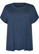 Gestreept T-shirt in viscose met een ronde hals, Blauw, Packshot image number 0