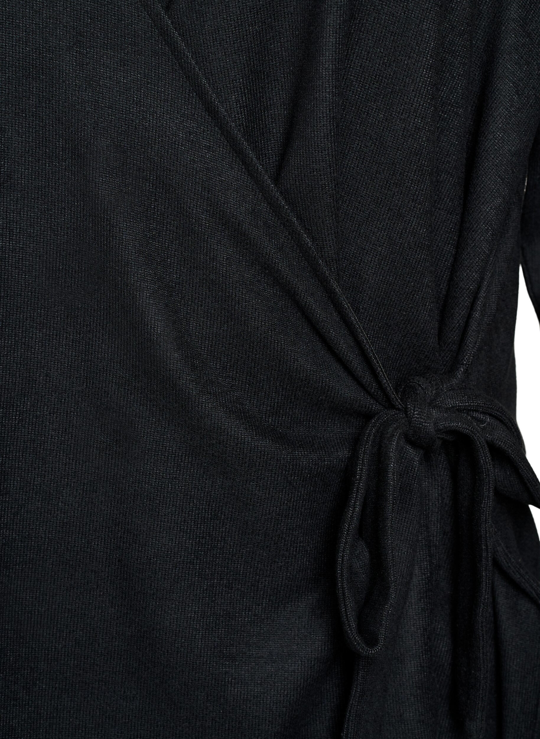 ZizziJersey wikkelblouse met een striksluiting, Zwart, Packshot image number 2