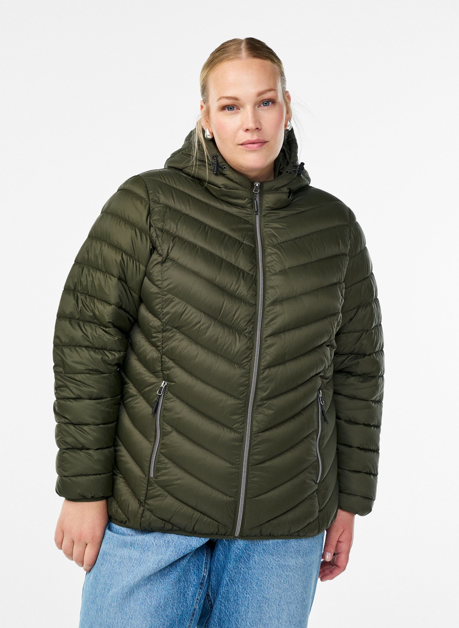 ZizziLichtgewicht jas met capuchon, Groen, Model image number 0