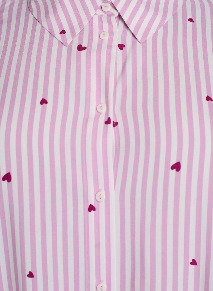 Nachtshirt met strepen en hartjes, Roze, Packshot image number 2