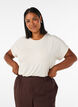Viscose T-shirt met glitterstrepen, Vanille, Model image number 0