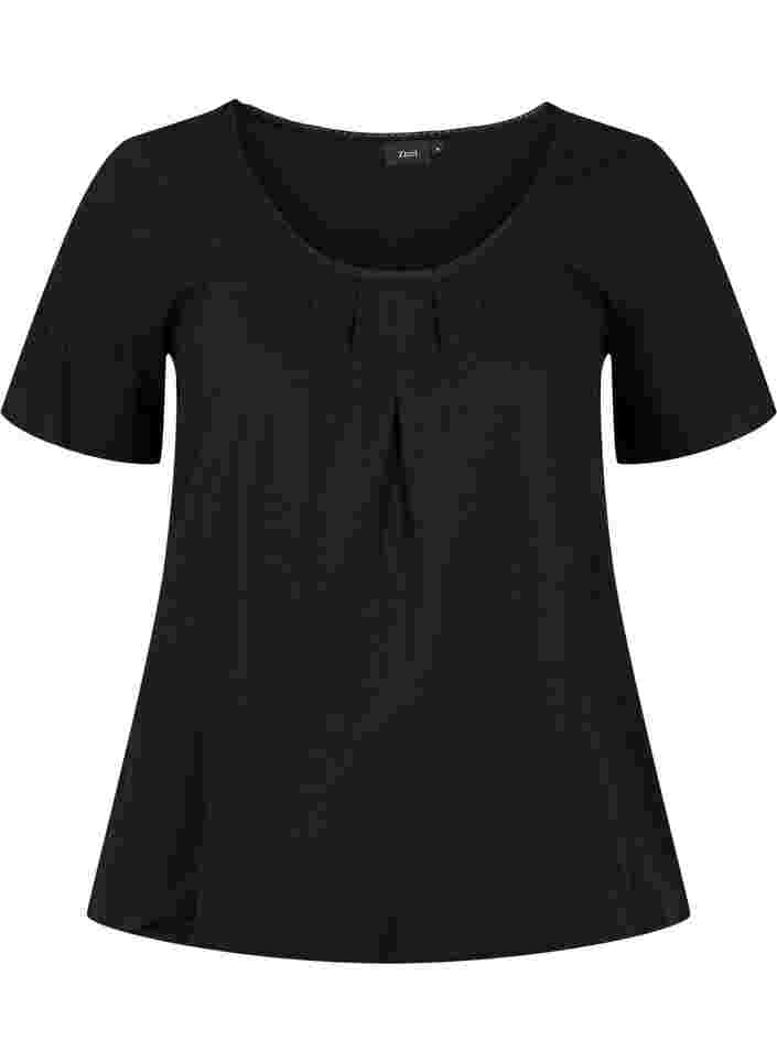 Katoenen t-shirt met korte mouwen, Black, Packshot image number 0
