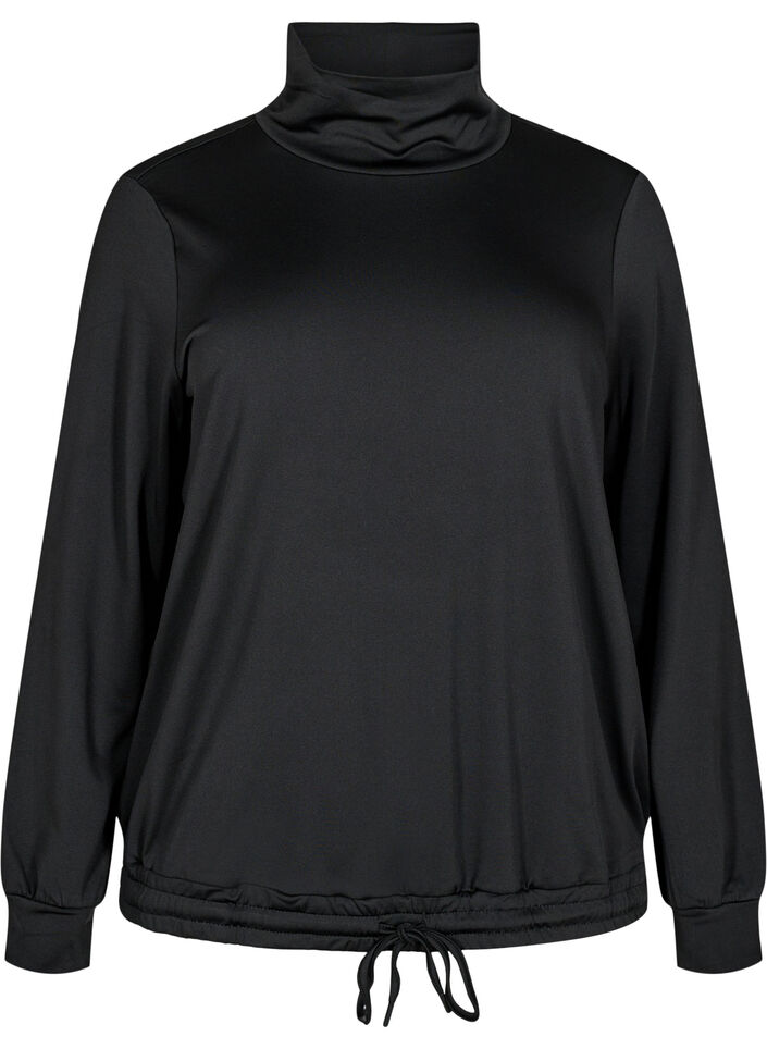 Workout top met hoge hals, Black, Packshot image number 0