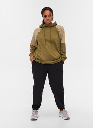 Sweatshirt met capuchon en zak, Olive Drab, Model image number 2