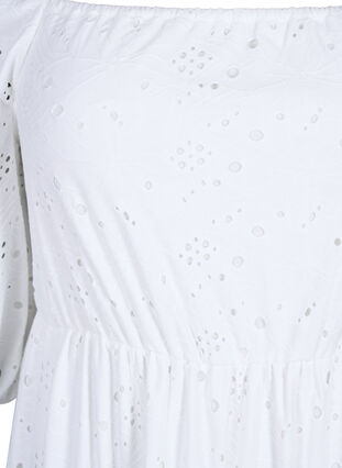 Maxi jurk met kant patroon en een vierkante halslijn, Bright White, Packshot image number 2