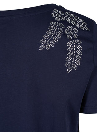 Katoenen t-shirt met korte mouwen en siersteentjes, Navy Blazer Stone, Packshot image number 3