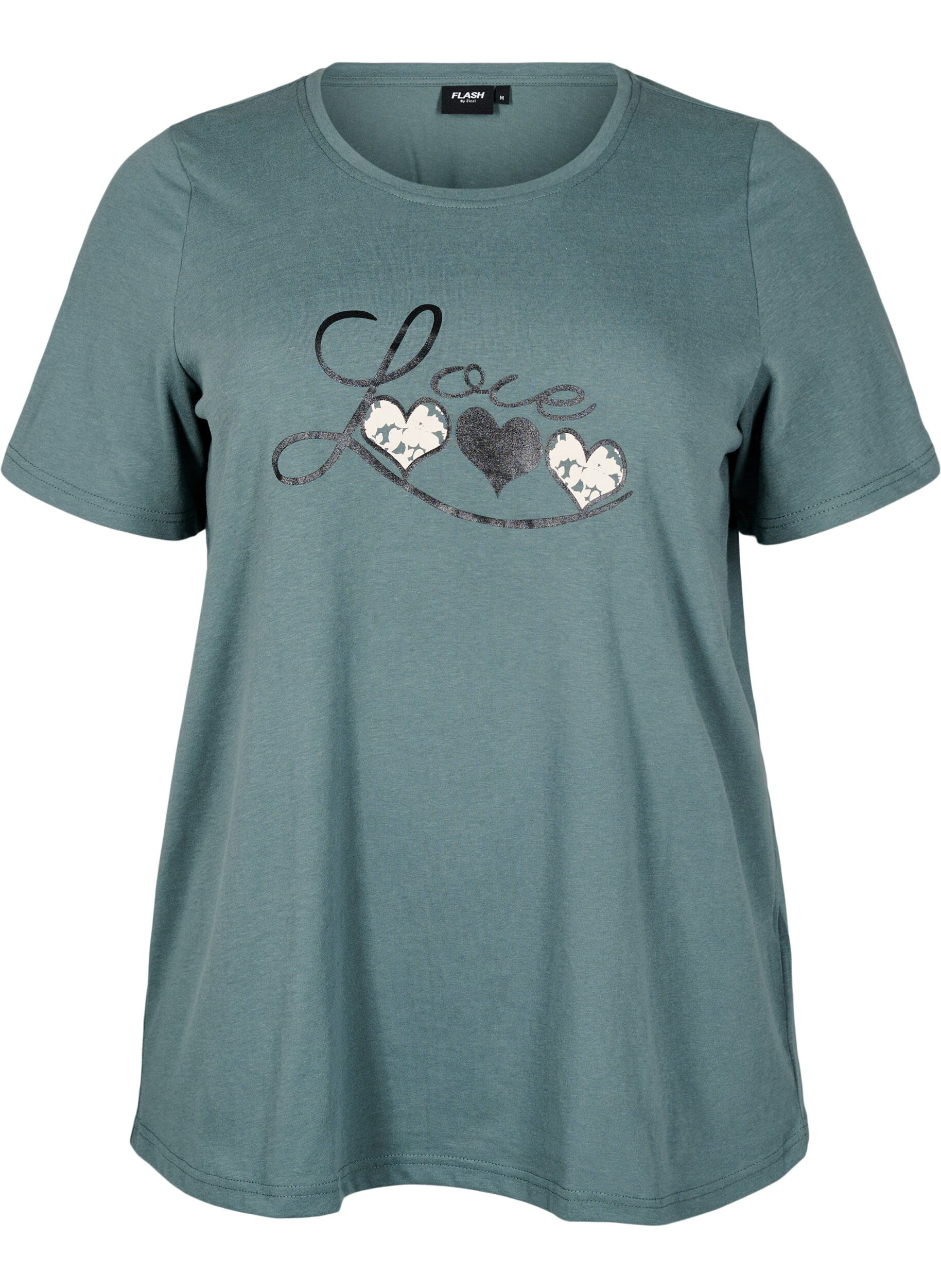 Zizzi FLASH - T-shirt met motief, Groen, Packshot image number 0