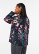 Blouse met bloemenprint en geweven textuur, Zwart, Model image number 2