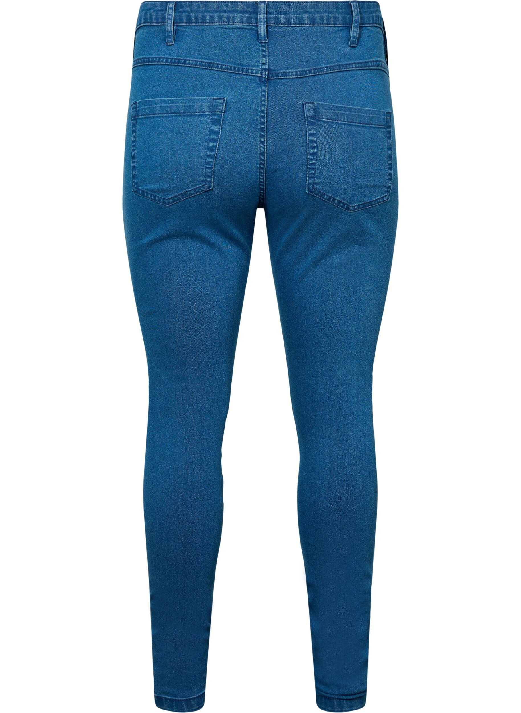 Zizzi super slim fit Amy jeans met hoge taille, Blauw, Packshot image number 1
