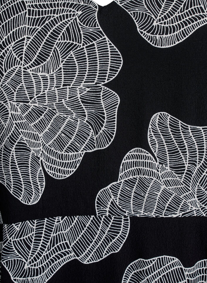 Midi-jurk met bloemenprint en 3/4 mouwen, Zwart, Packshot image number 2