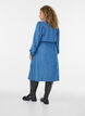 Denimjurk met V-hals en strikceintuur, Blauw, Model image number 2