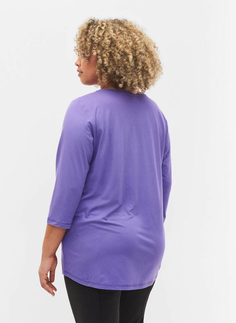 Sporttop met 3/4 mouwen, Paars, Model image number 2