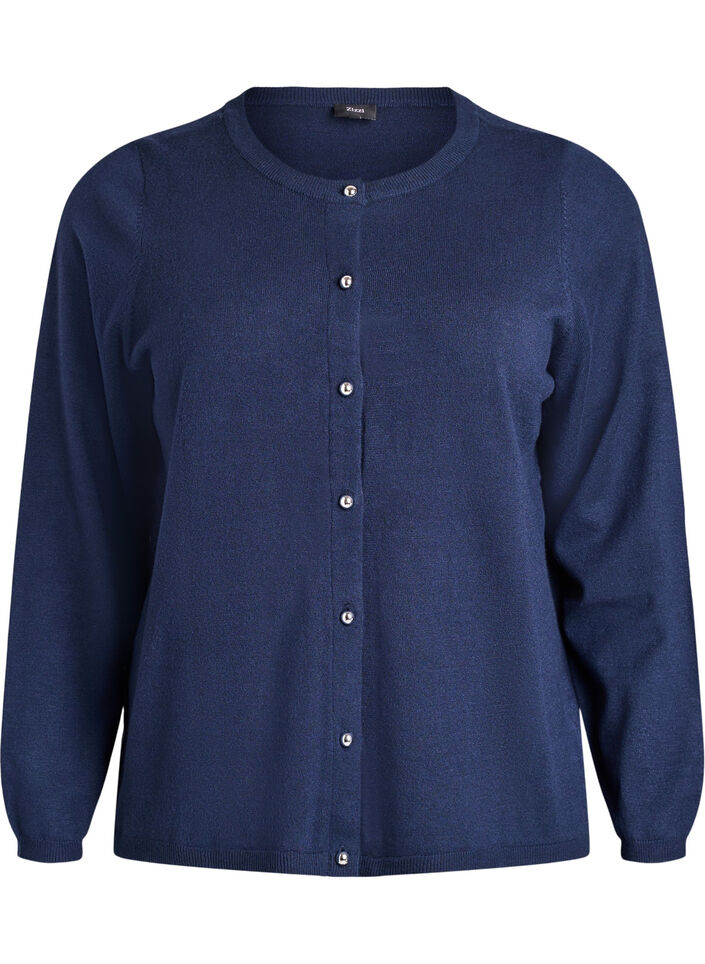 Cardigan met ronde knopen, Blauw, Packshot image number 0
