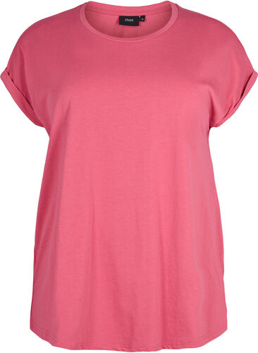 T-shirt met korte mouwen van katoenmix, Rasperry Pink, Packshot image number 0