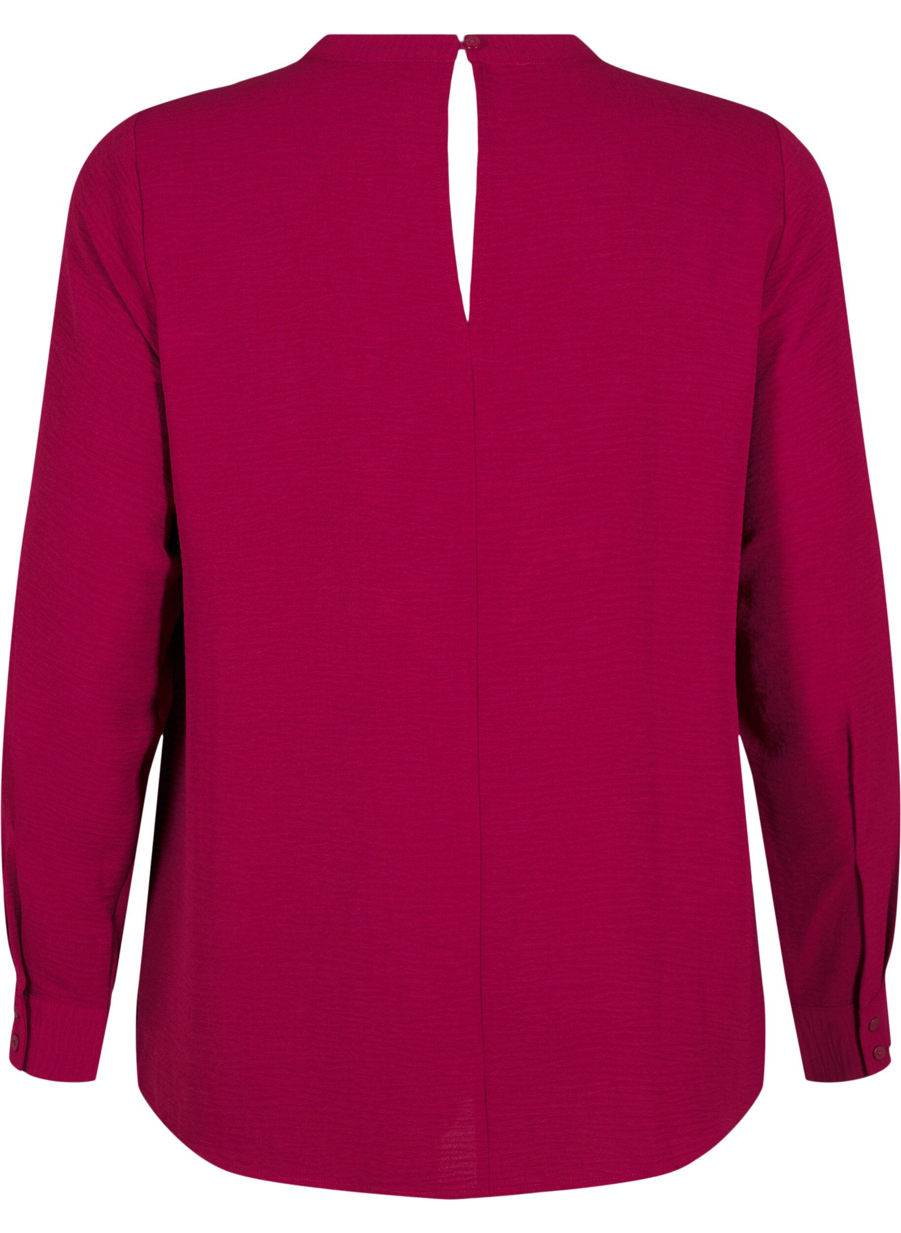 Zizzi Blouse met kanten detail, Red Plum, Packshot image number 1
