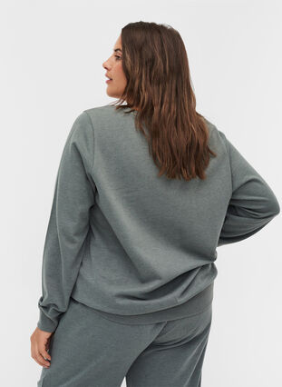 Gaaf sweatshirt met print, Balsam Green Mel, Model image number 1