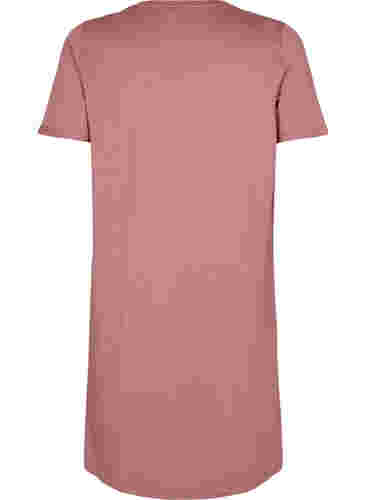 Katoenen nachthemd met korte mouwen en print, Rose Brown W. Self, Packshot image number 1