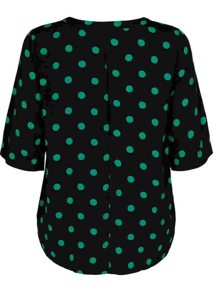 Viscose blouse met stippen, Black jol Green dot, Packshot image number 1