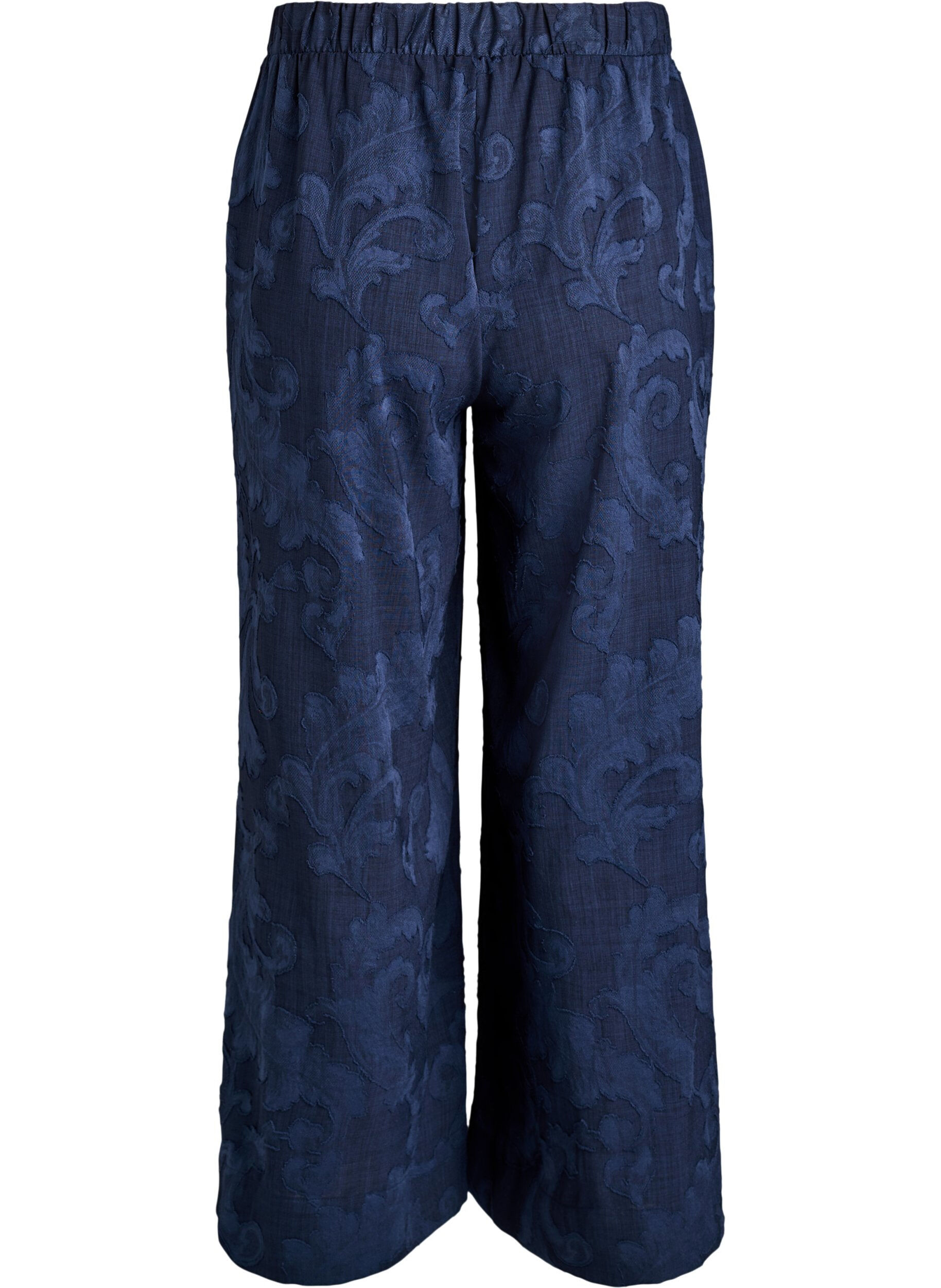 Zizzi Losse broek met een gestructureerd ton-sur-ton patroon, Blauw, Packshot image number 1