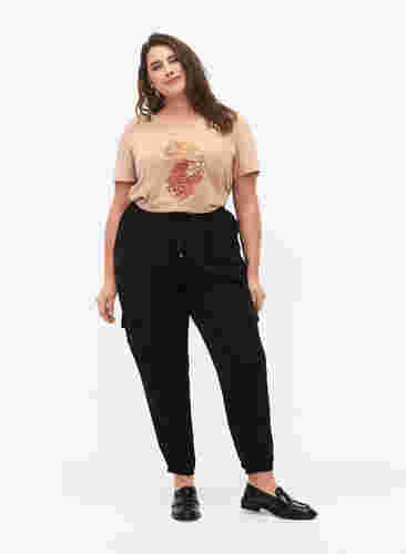 Katoenen t-shirt met ronde hals en opdruk, Natural FACE, Model image number 2